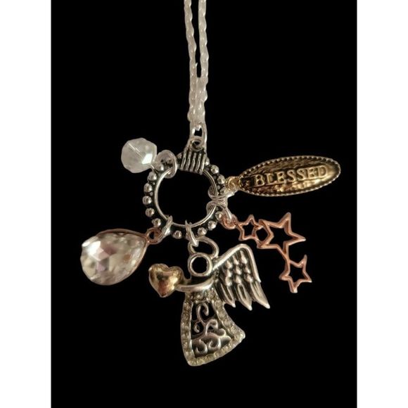 Blessed Angel Layered Pendant Necklace New - Picture 1 of 4